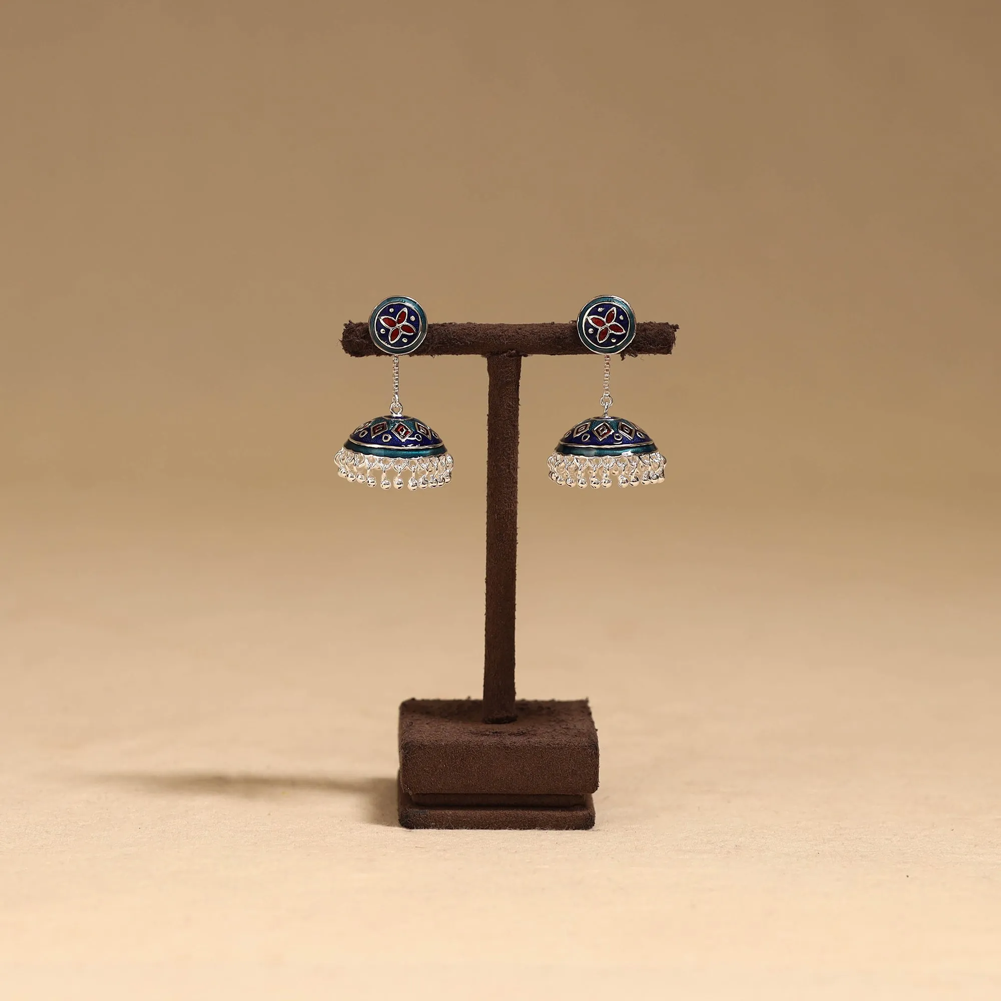 Blue - Handcrafted Paka Meenakari Jhumki Earrings 191 sold by Itokri