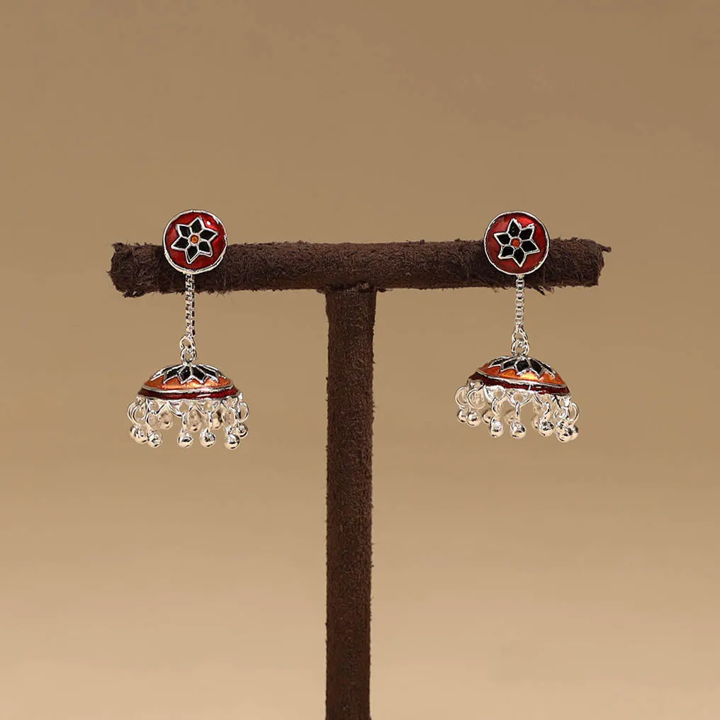 Red - Handcrafted Paka Meenakari Jhumki Earrings 45 sold by Itokri product image thumbnail 2