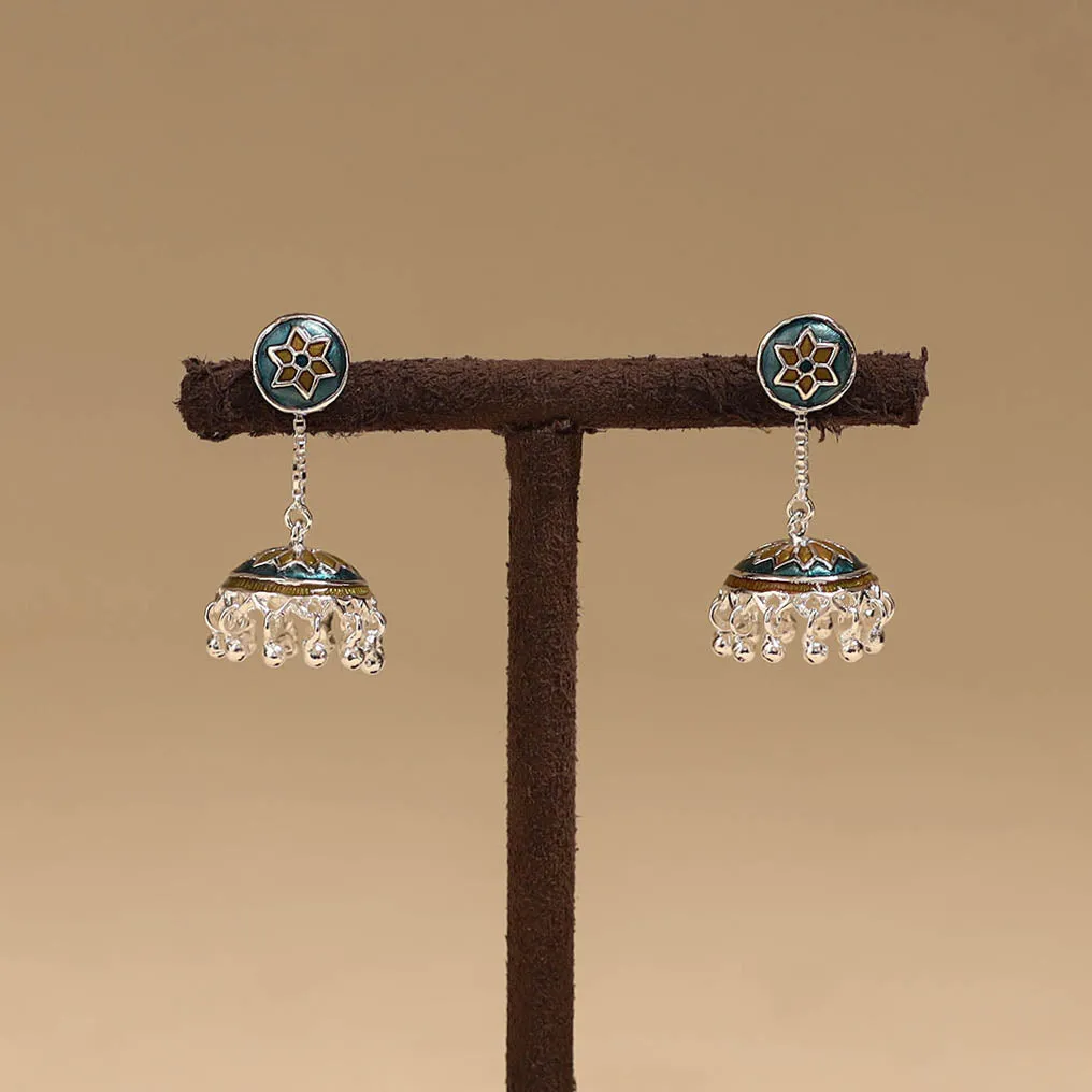 Blue - Handcrafted Paka Meenakari Jhumki Earrings 42 sold by Itokri product image thumbnail 2