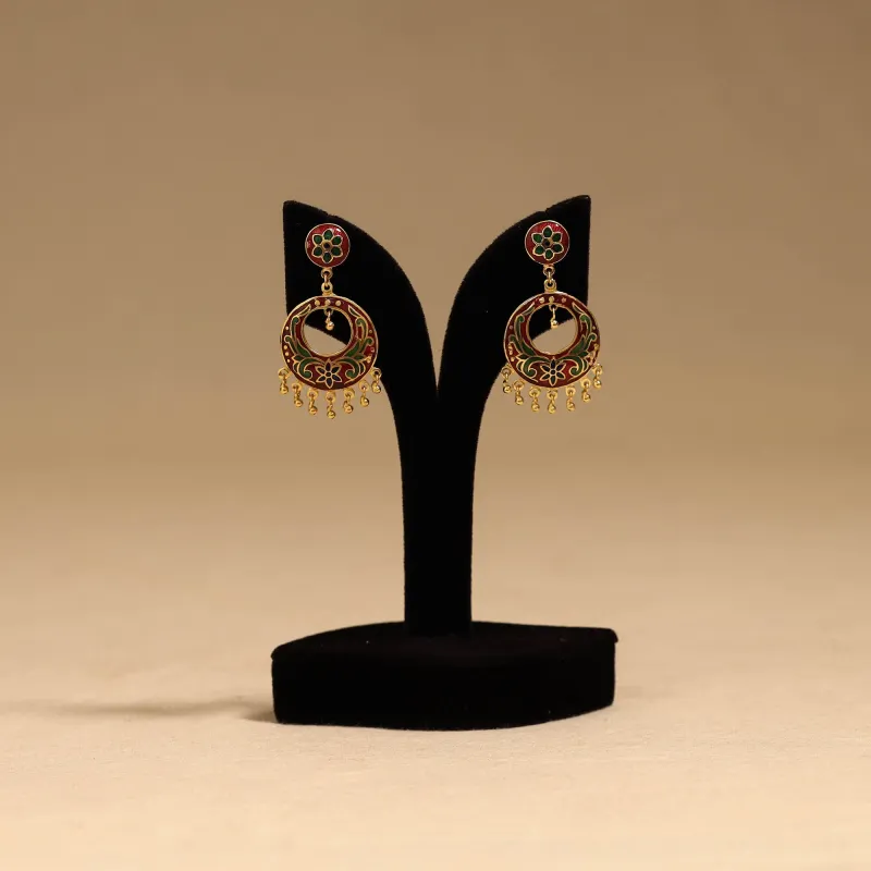 Red - Handcrafted Paka Meenakari Earrings 143 made by Itokri