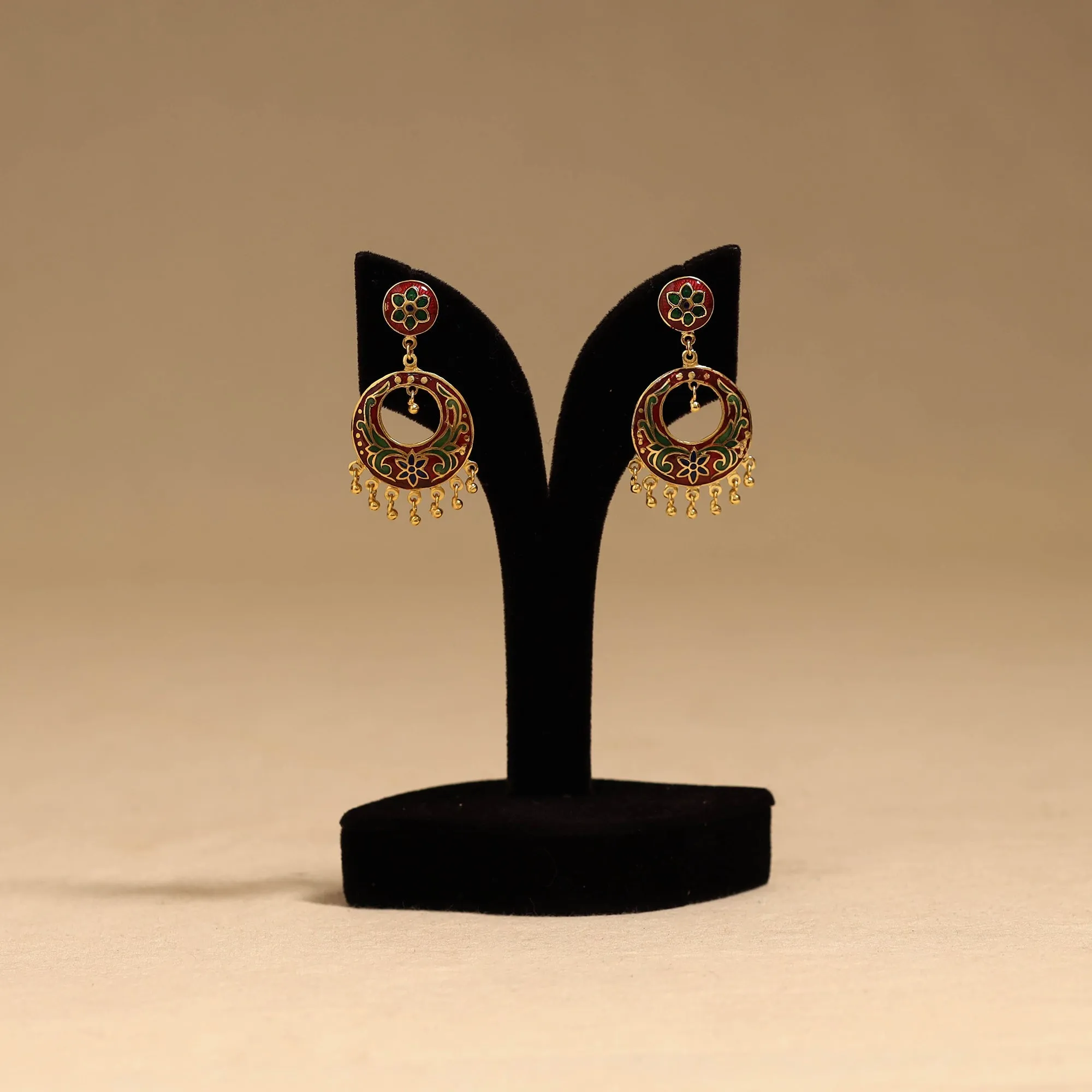 Red - Handcrafted Paka Meenakari Earrings 143 sold by Itokri