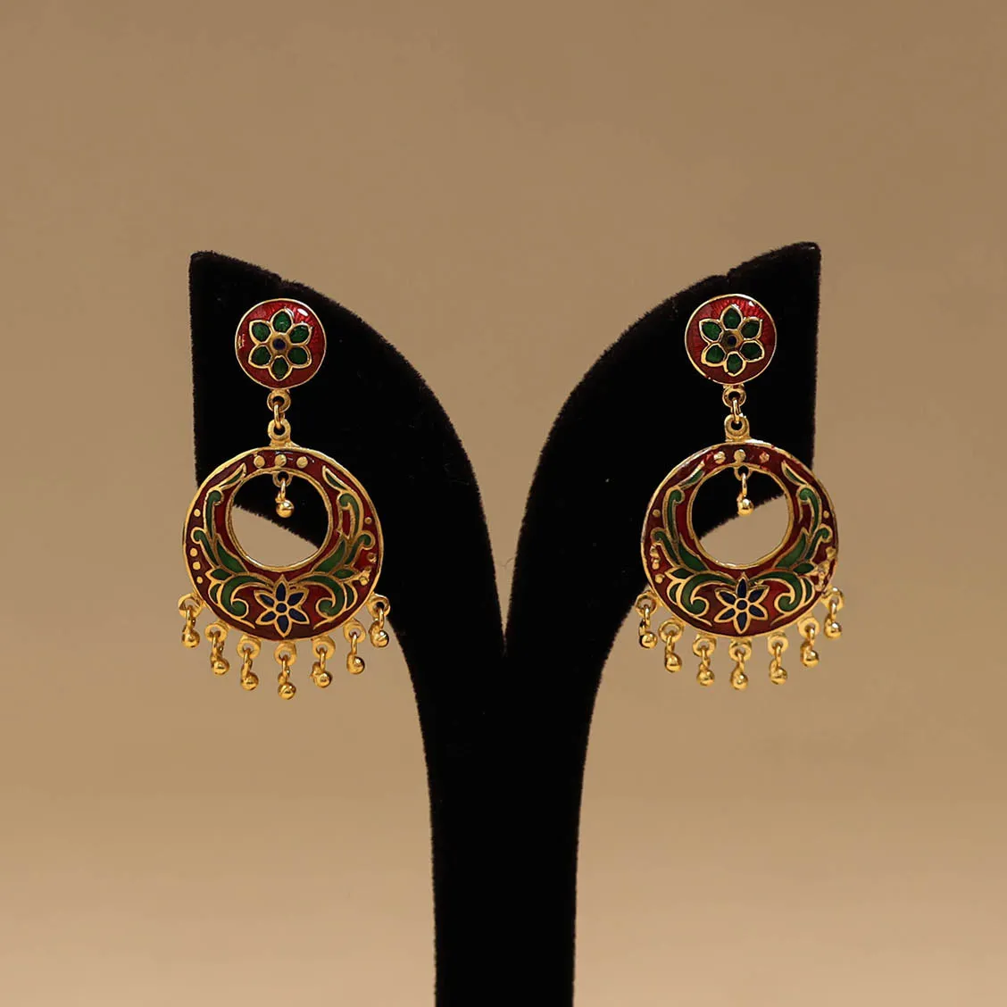 Red - Handcrafted Paka Meenakari Earrings 143 sold by Itokri product image thumbnail 2