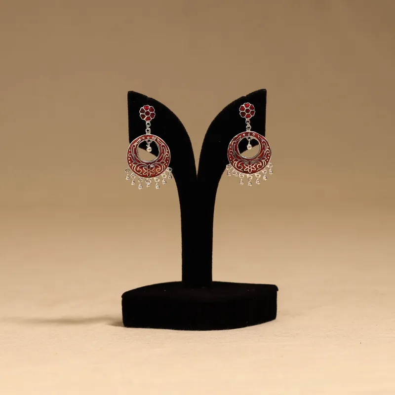 Red - Handcrafted Paka Meenakari Earrings 137 made by Itokri