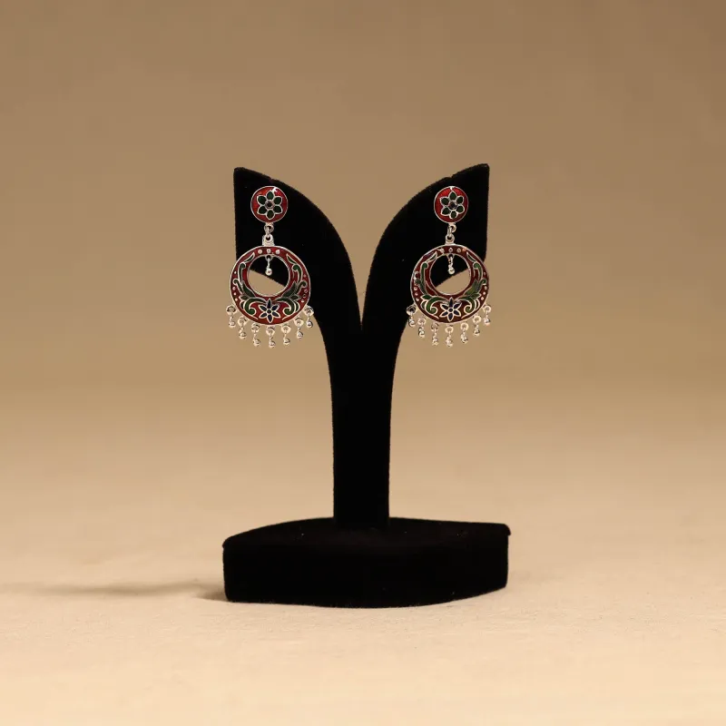 Red - Handcrafted Paka Meenakari Earrings 135 made by Itokri