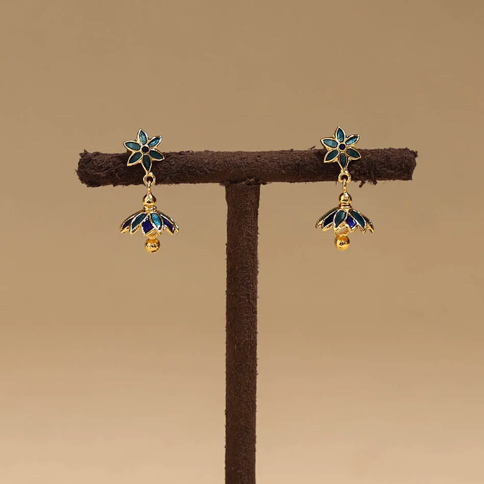 Blue - Handcrafted Paka Meenakari Earrings 126 sold by Itokri product image thumbnail 2