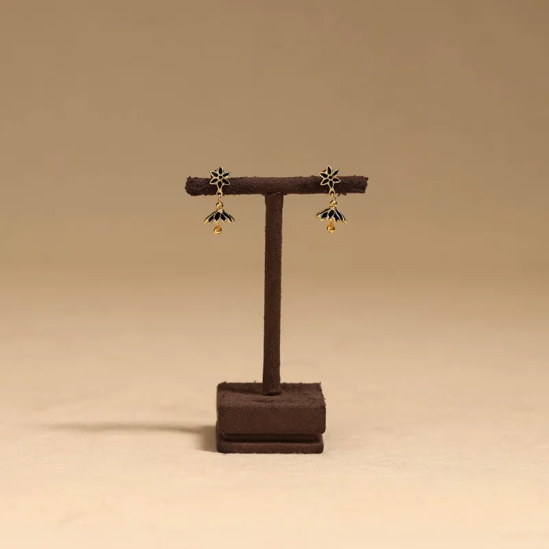 Black - Handcrafted Paka Meenakari Earrings 128 made by Itokri
