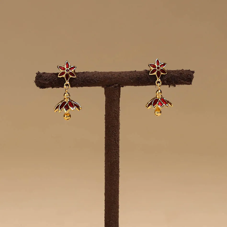 Red - Handcrafted Paka Meenakari Earrings 130 sold by Itokri product image thumbnail 2