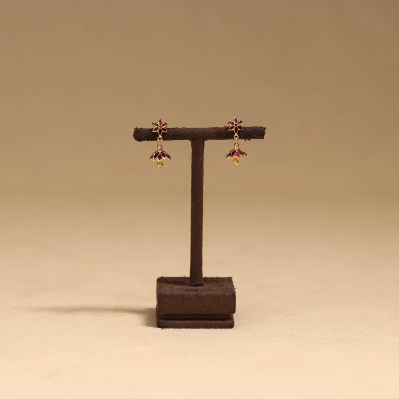 Red - Handcrafted Paka Meenakari Earrings 130 made by Itokri