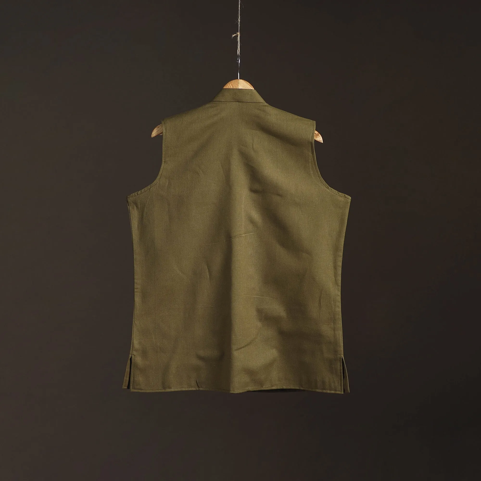 Green - Flex Cotton Men Plain Nehru Jacket 12 sold by Itokri product image thumbnail 5