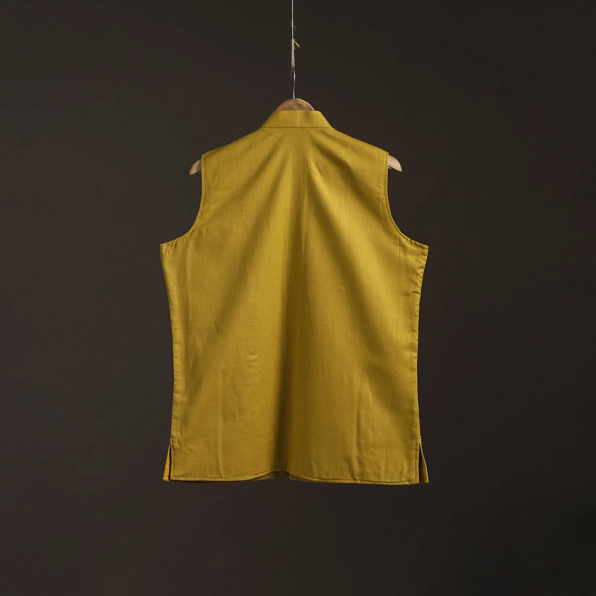 Yellow - Flex Cotton Men Plain Nehru Jacket 01 sold by Itokri product image thumbnail 5