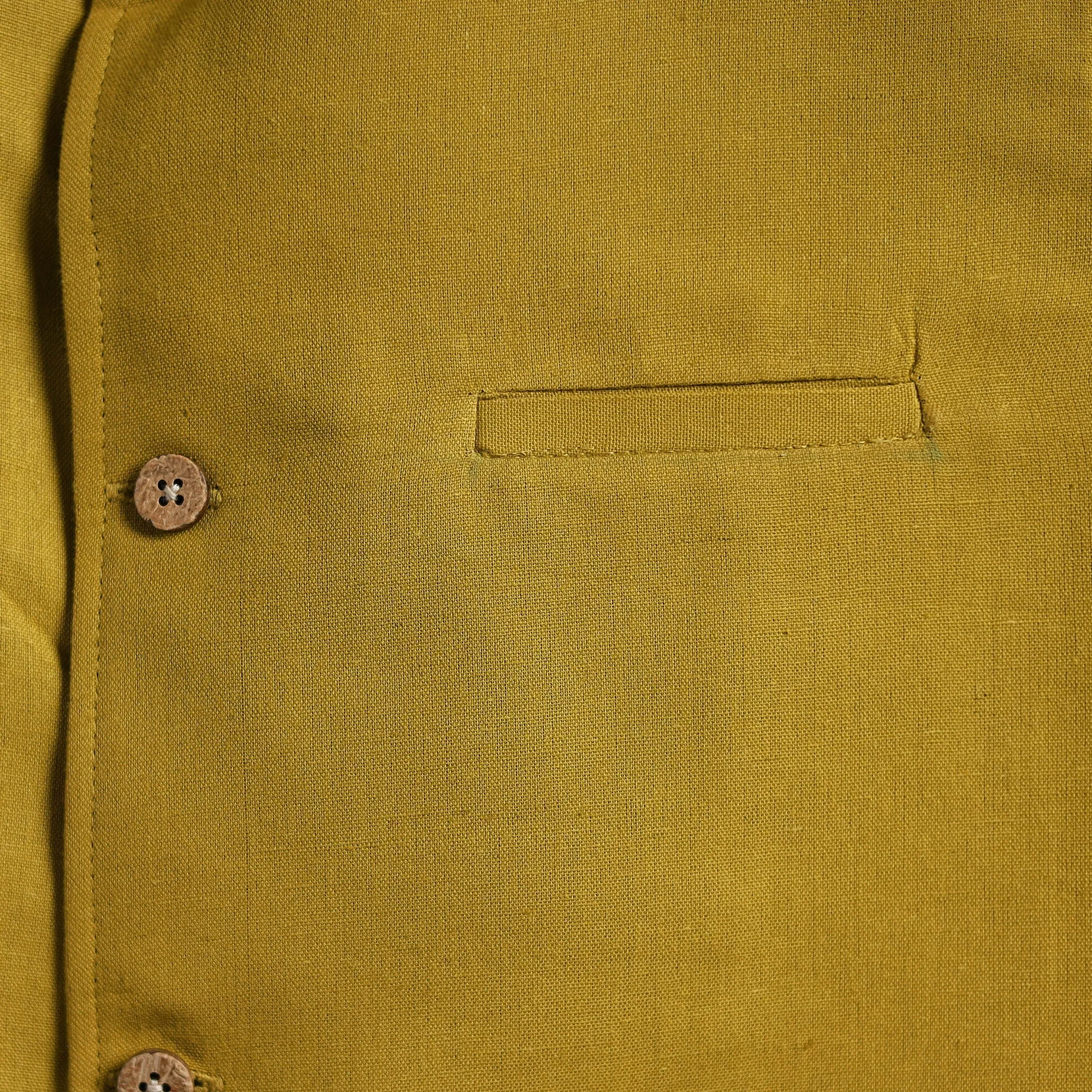 Yellow - Flex Cotton Men Plain Nehru Jacket 01 sold by Itokri product image thumbnail 4