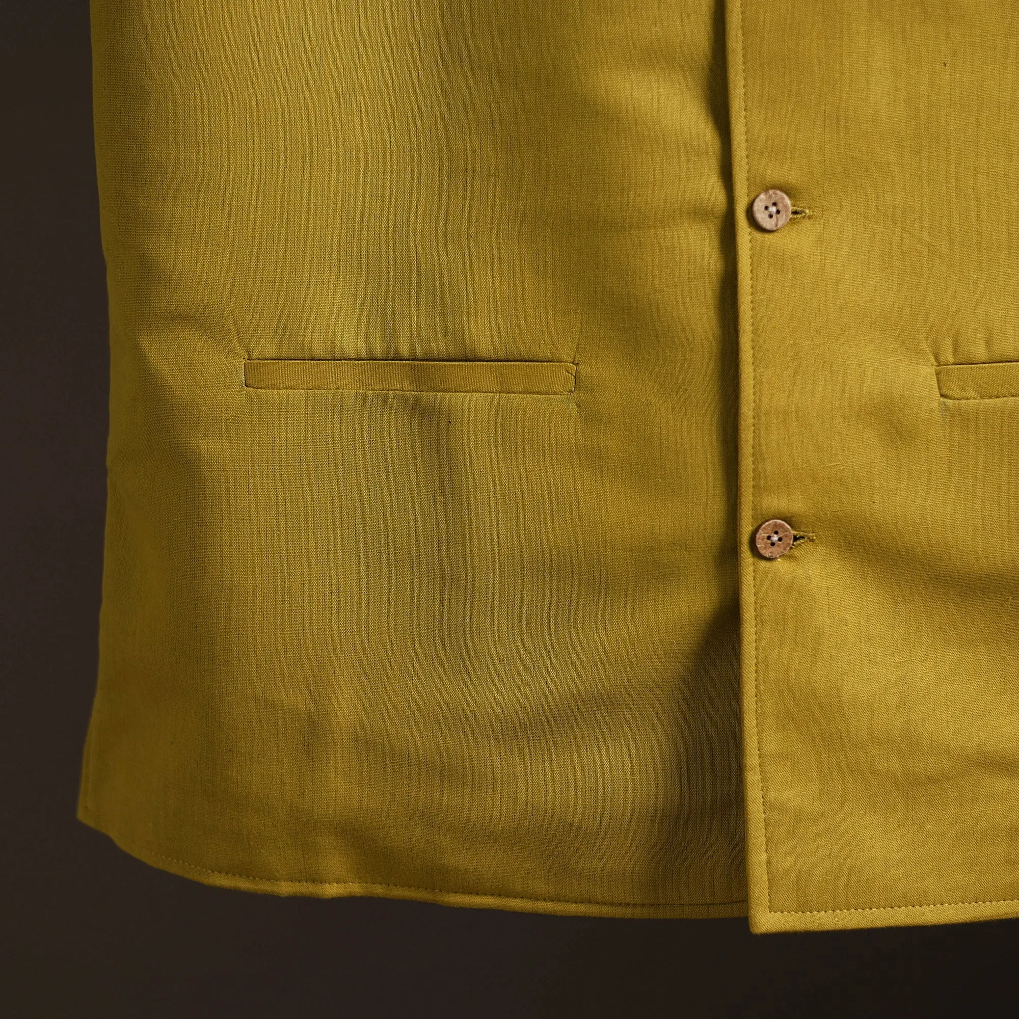 Yellow - Flex Cotton Men Plain Nehru Jacket 01 sold by Itokri product image thumbnail 3
