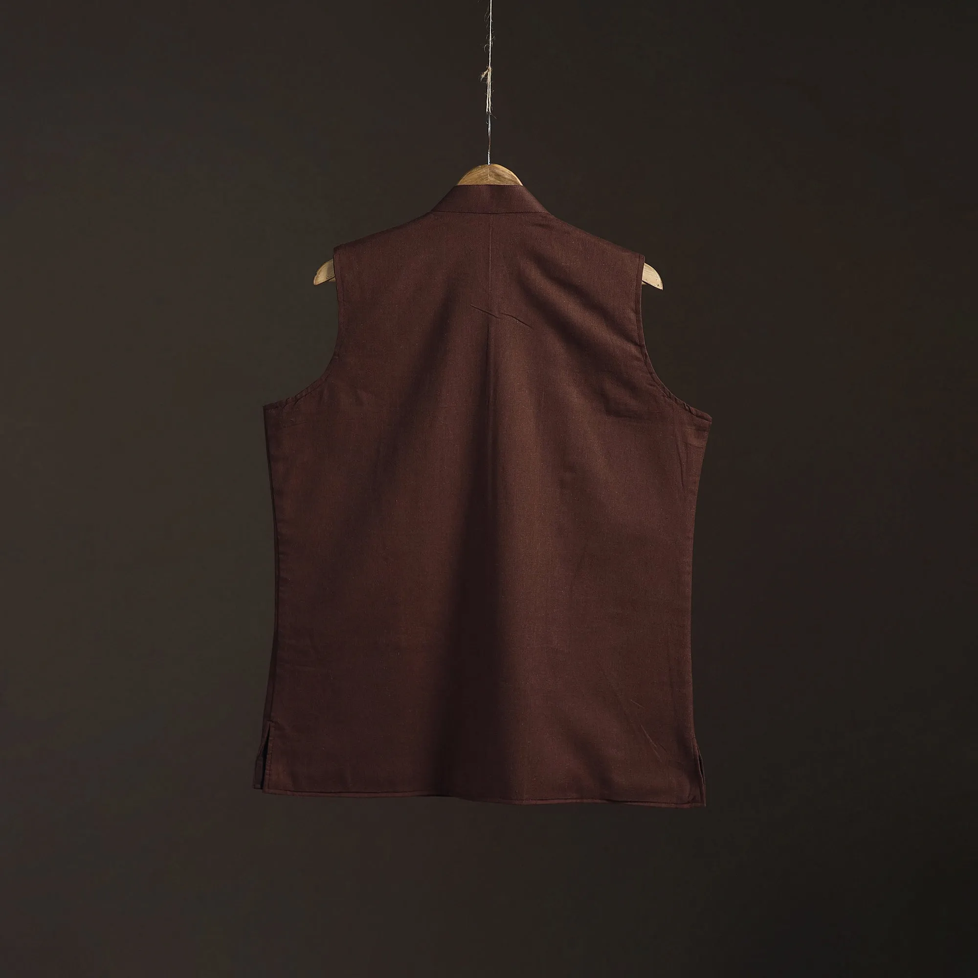 Brown - Flex Cotton Men Plain Nehru Jacket 02 sold by Itokri product image thumbnail 5