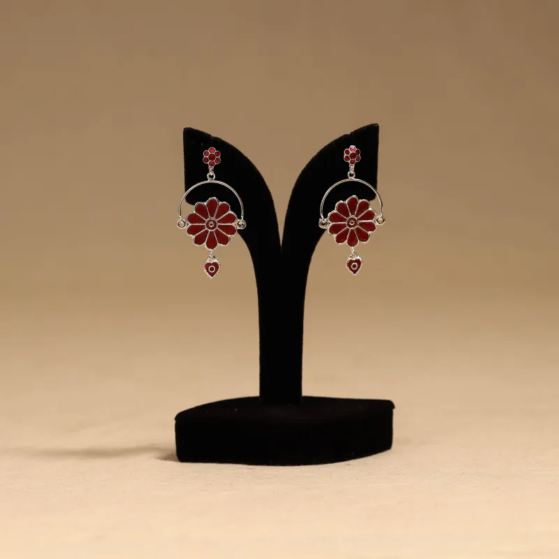 Red - Handcrafted Paka Meenakari Earrings 113 made by Itokri