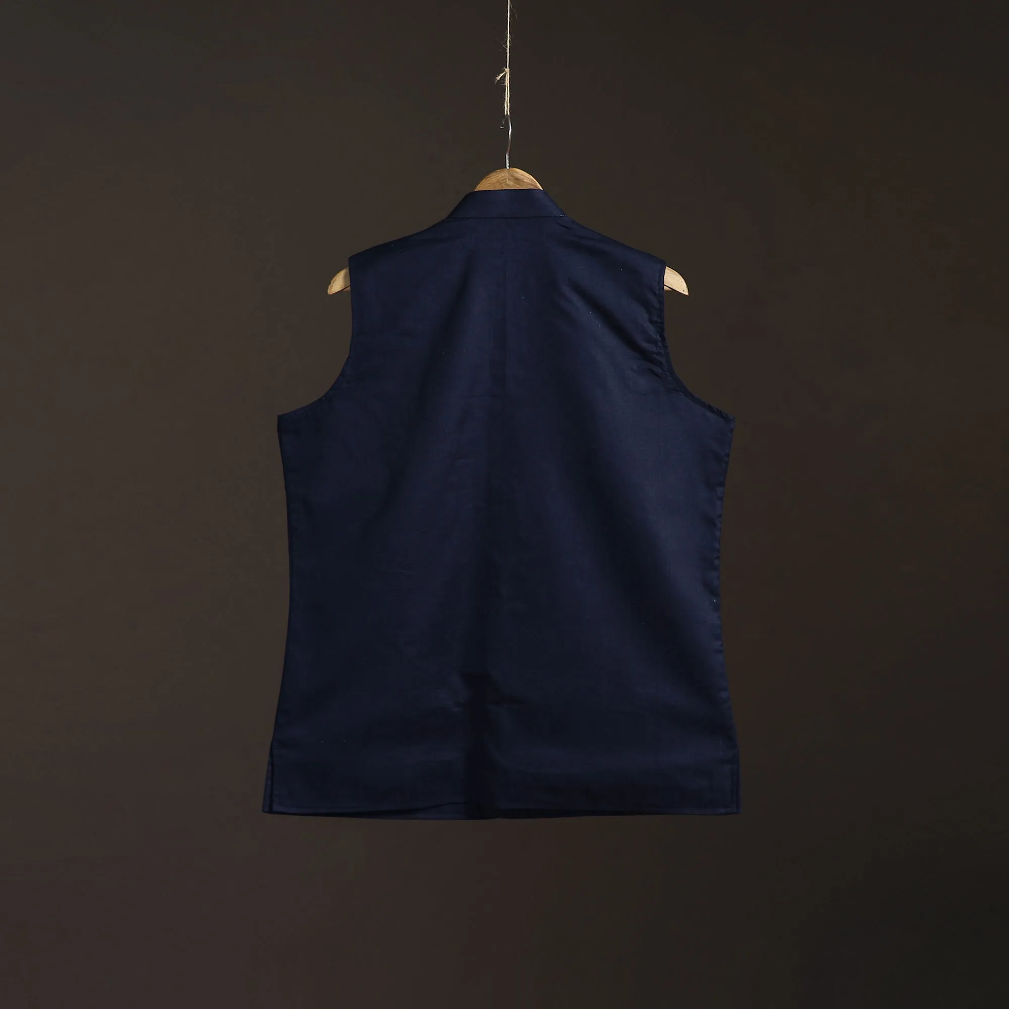 Blue - Flex Cotton Men Plain Nehru Jacket 03 sold by Itokri product image thumbnail 5