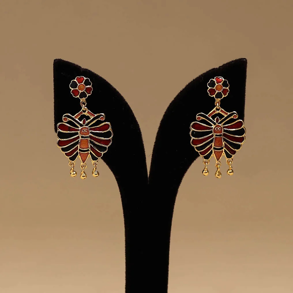Orange - Butterfly - Handcrafted Paka Meenakari Earrings 104 sold by Itokri product image thumbnail 2