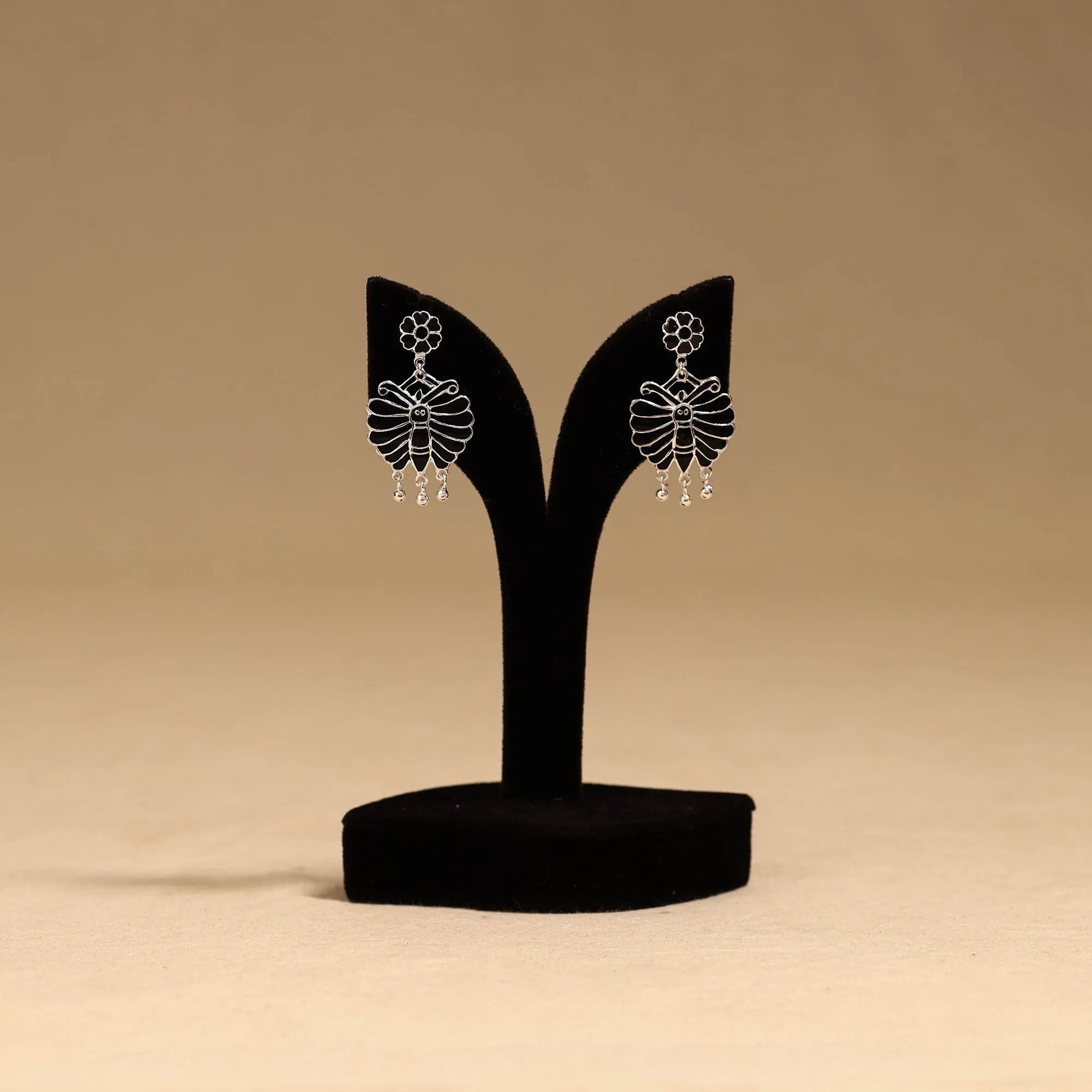 Black - Butterfly - Handcrafted Paka Meenakari Earrings 102 sold by Itokri