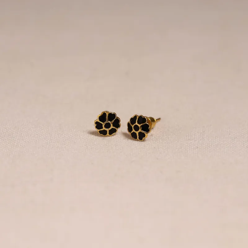 Black - Handcrafted Paka Meenakari Stud Earrings 36 sold by Itokri