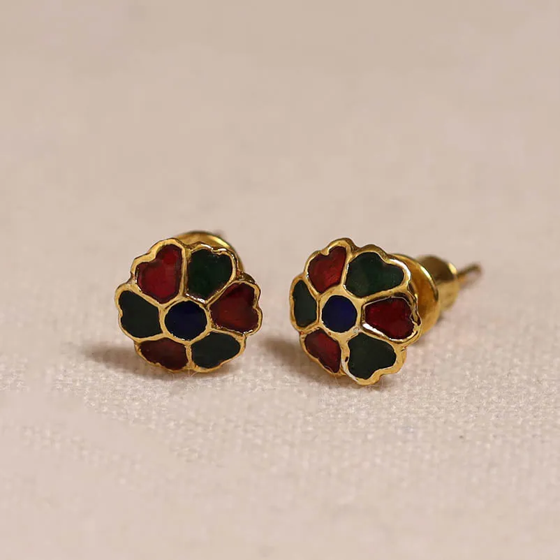 Multicolor - Handcrafted Paka Meenakari Stud Earrings 33 sold by Itokri product image thumbnail 2