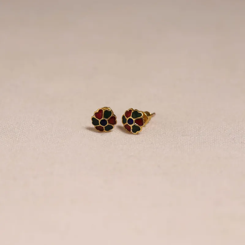 Multicolor - Handcrafted Paka Meenakari Stud Earrings 33 sold by Itokri