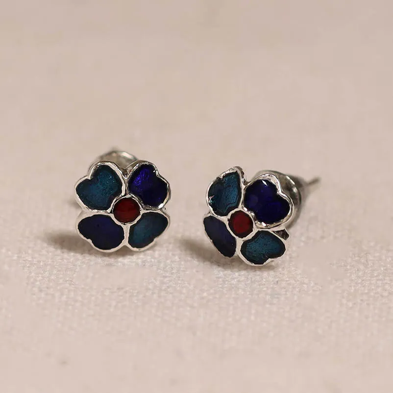 Blue - Handcrafted Paka Meenakari Stud Earrings 18 sold by Itokri product image thumbnail 2