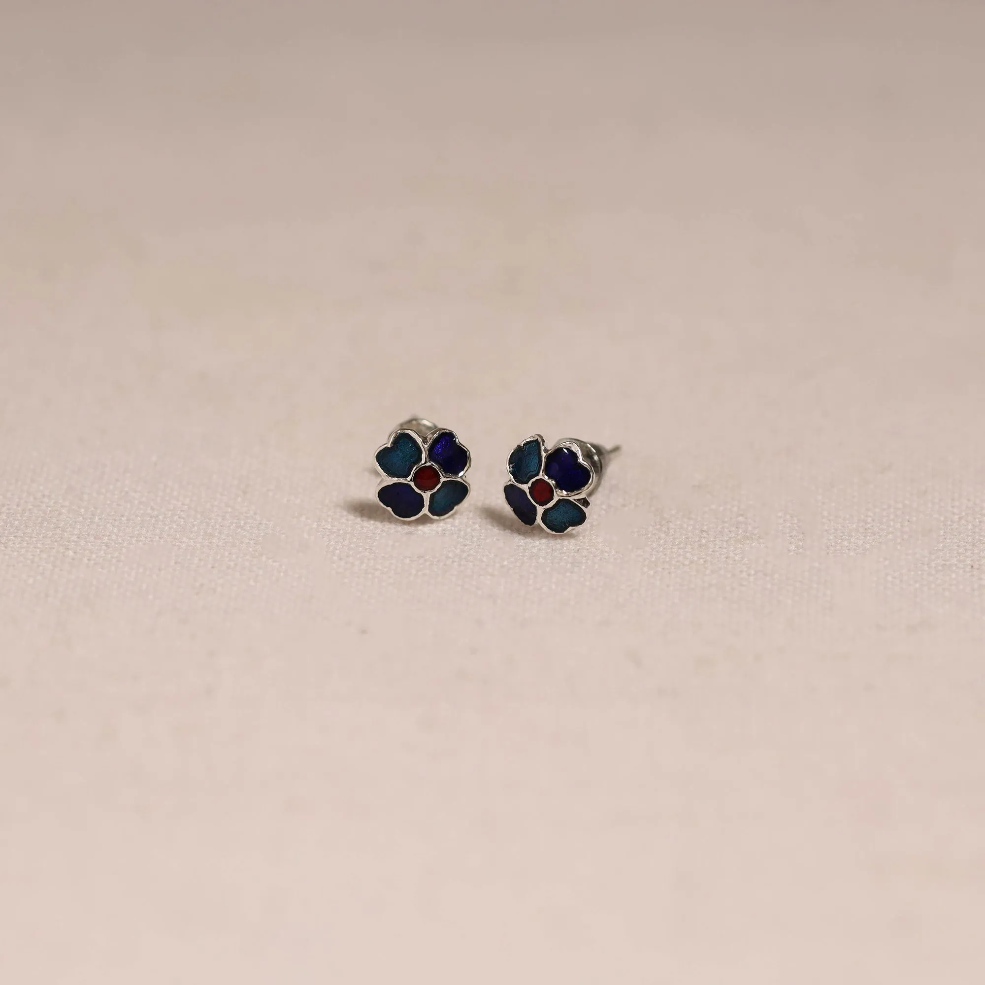 Blue - Handcrafted Paka Meenakari Stud Earrings 18 sold by Itokri