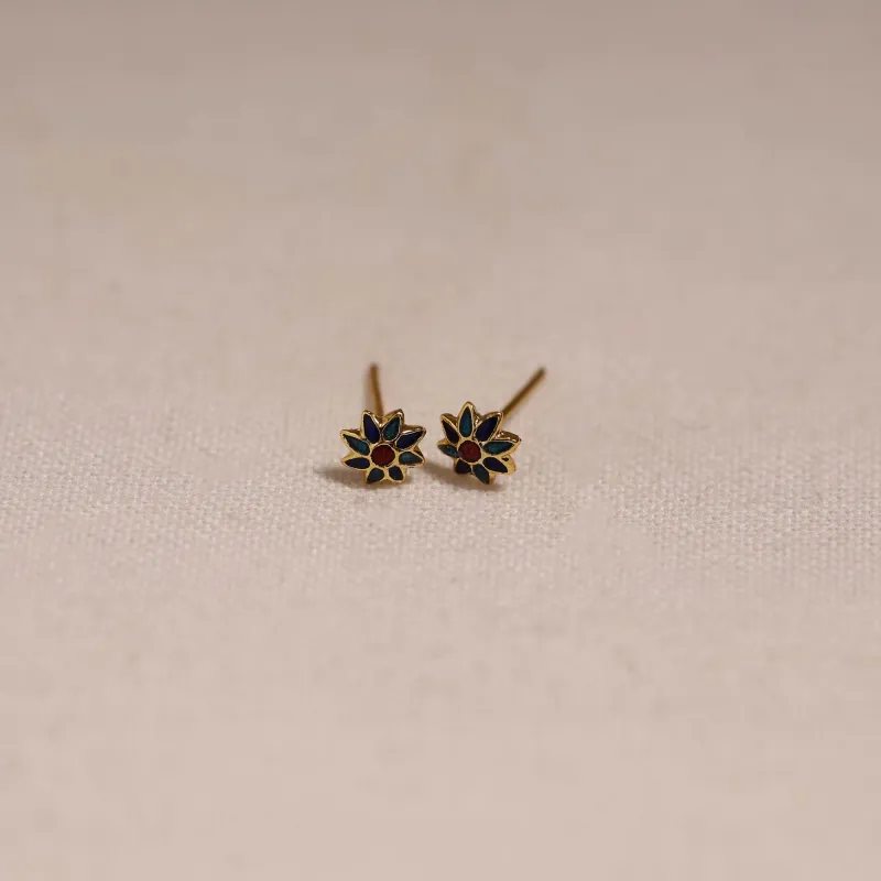 Blue - Handcrafted Paka Meenakari Stud Earrings 13 made by Itokri