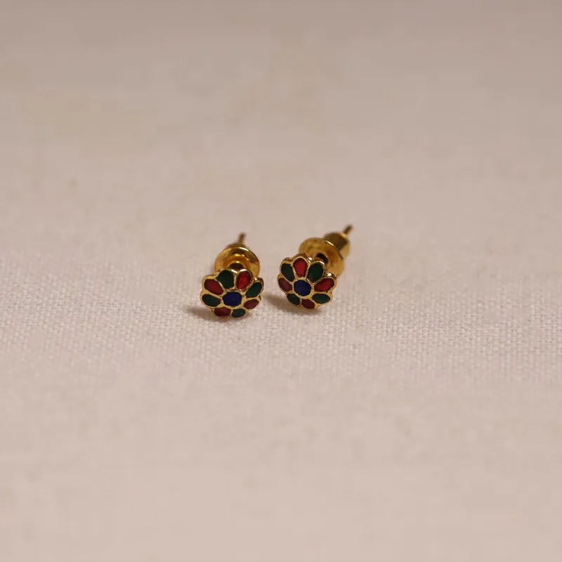 Multicolor - Handcrafted Paka Meenakari Stud Earrings 11 sold by Itokri