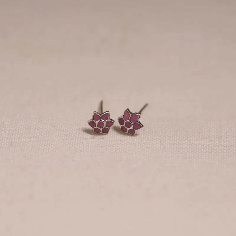 Pink - Handcrafted Paka Meenakari Stud Earrings 09 sold by Itokri