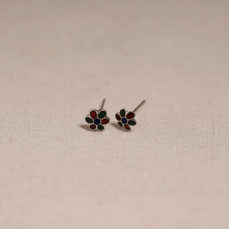 Multicolor - Handcrafted Paka Meenakari Stud Earrings 08 sold by Itokri