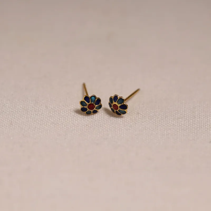 Blue - Handcrafted Paka Meenakari Stud Earrings 04 made by Itokri