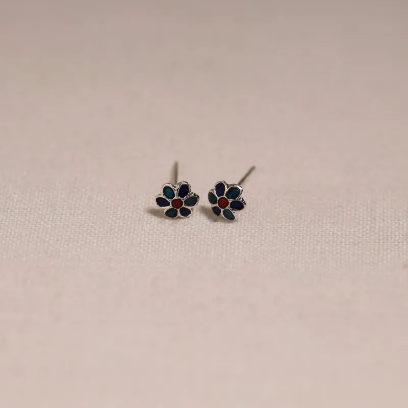 Blue - Handcrafted Paka Meenakari Stud Earrings 02 sold by Itokri