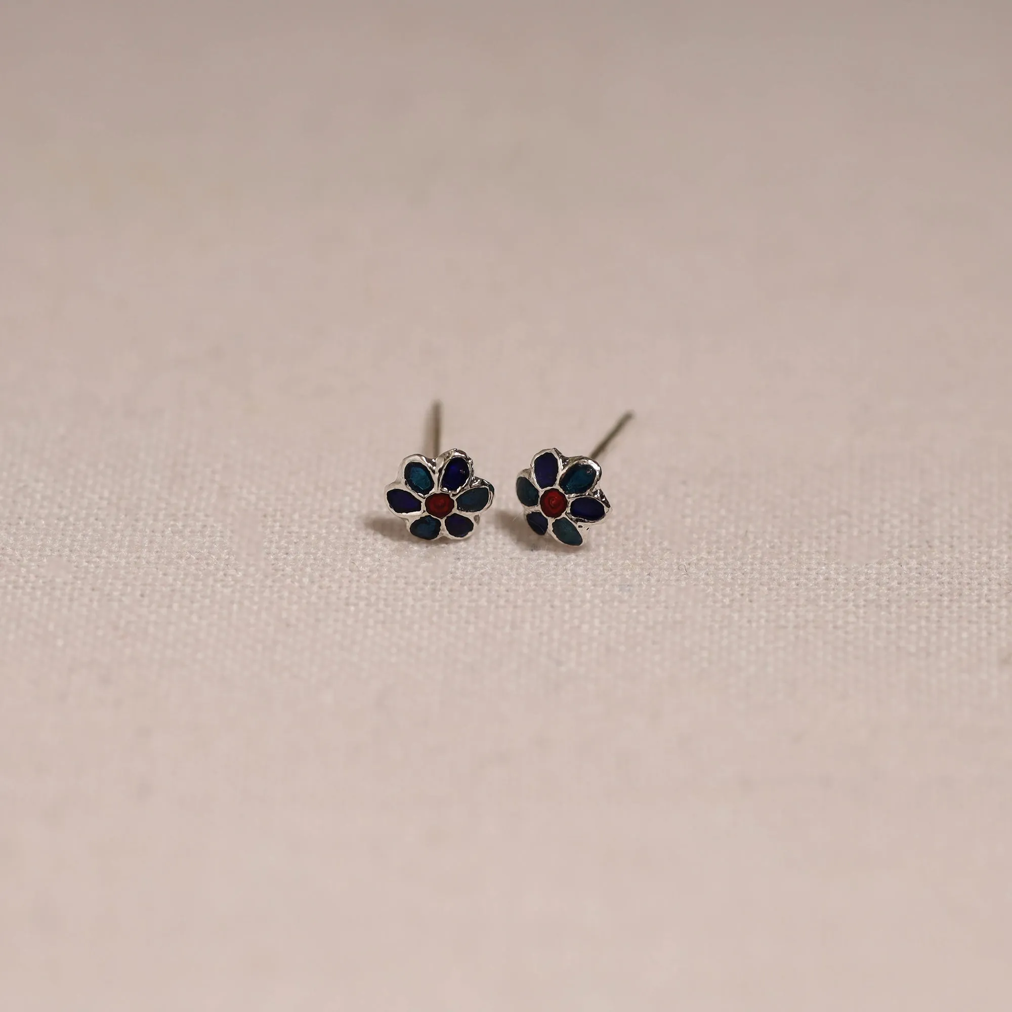 Blue - Handcrafted Paka Meenakari Stud Earrings 02 sold by Itokri