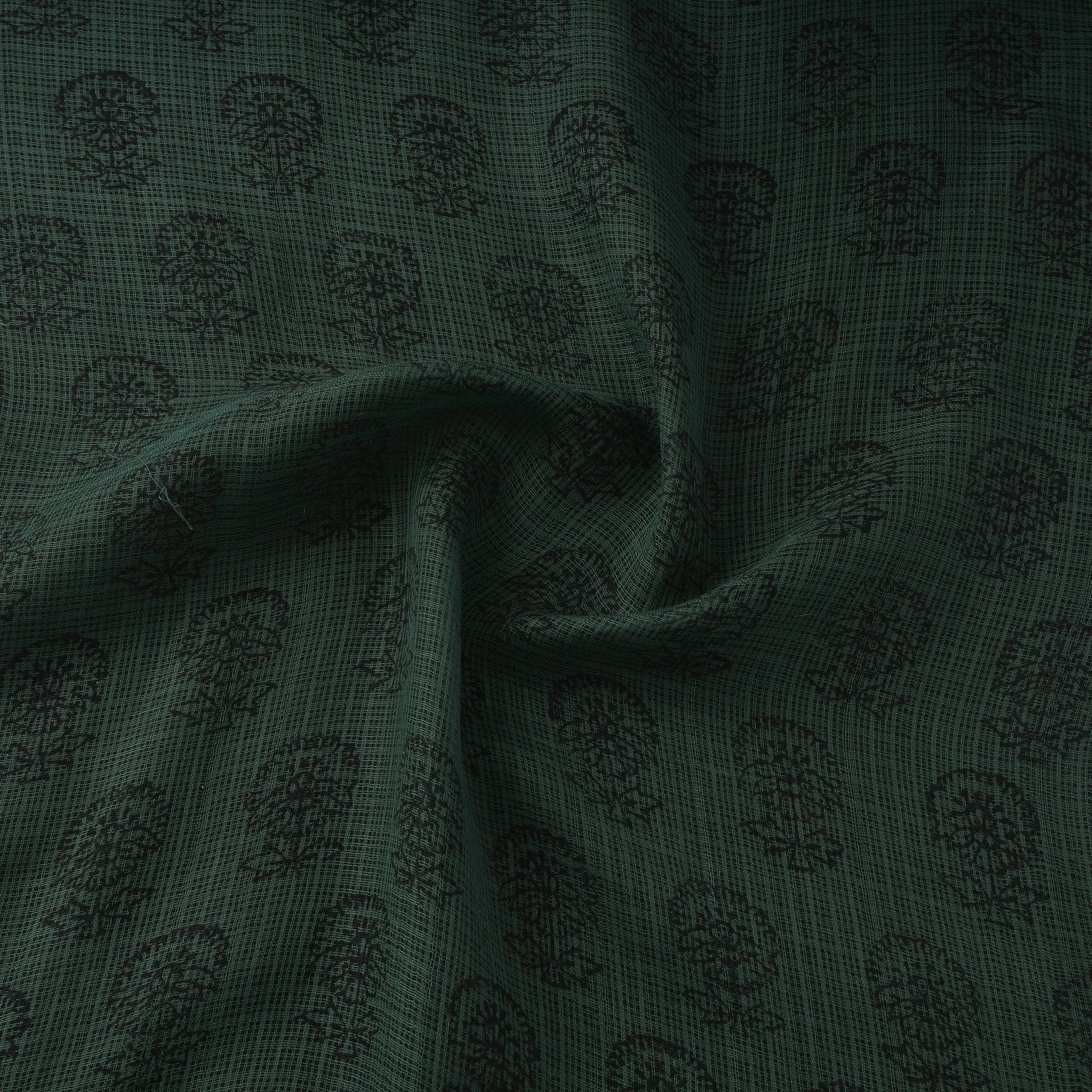 Green - Natural Dyed Kota Doria Cotton Hand Block Bagh Print Fabric 08 sold by Itokri product image thumbnail 3