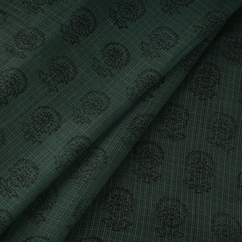 Green - Natural Dyed Kota Doria Cotton Hand Block Bagh Print Fabric 08 made by Itokri