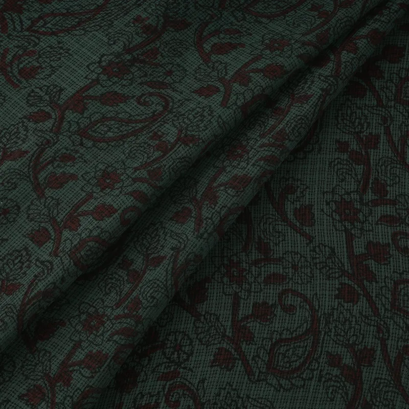 Green - Natural Dyed Kota Doria Cotton Hand Block Bagh Print Fabric 05 made by Itokri