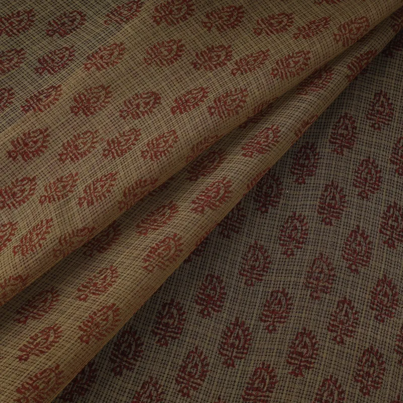 Green - Natural Dyed Kota Doria Cotton Hand Block Bagh Print Fabric 01 made by Itokri