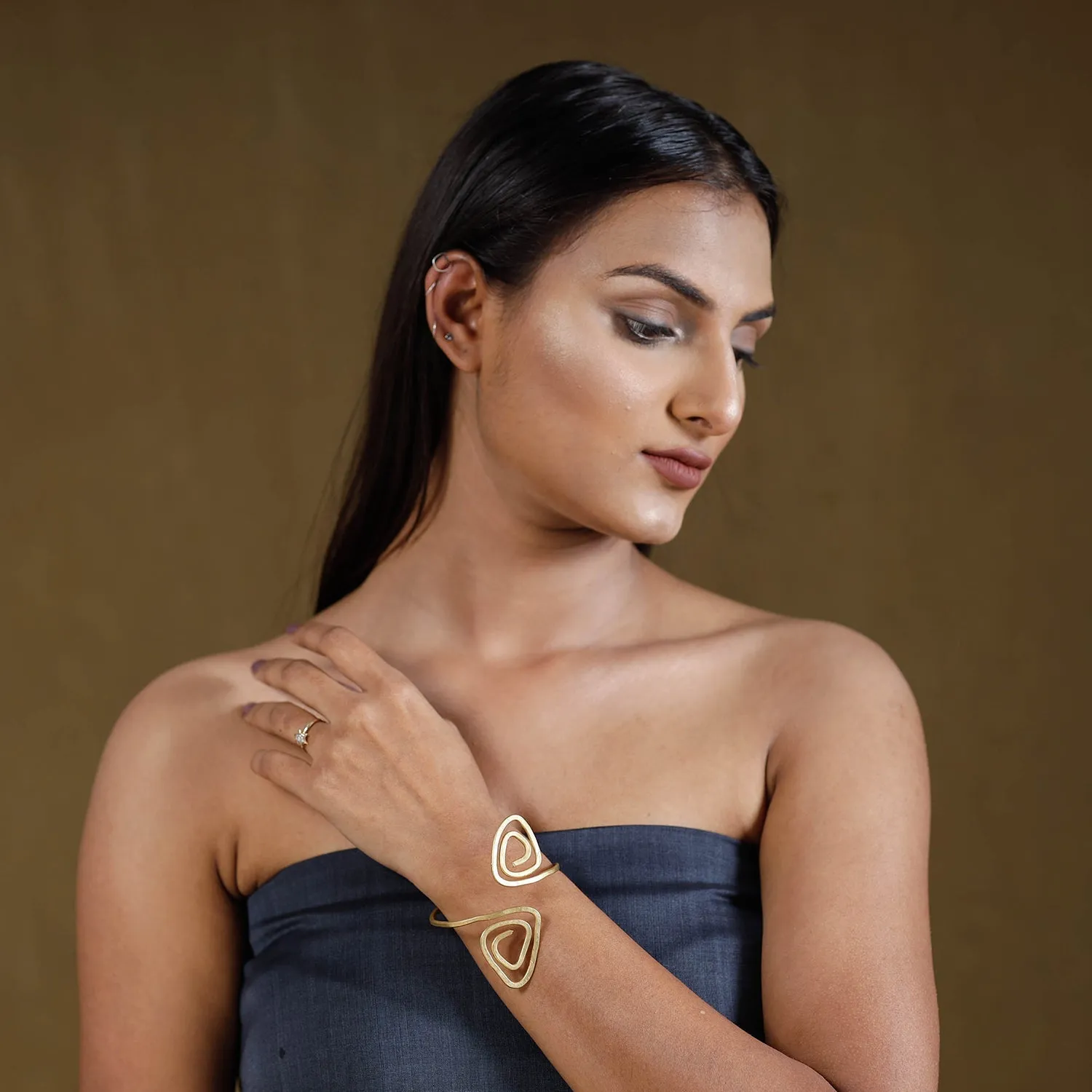 Yellow - Brass Metal Handcrafted Bracelet (Adjustable) 65 sold by Itokri product image thumbnail 2