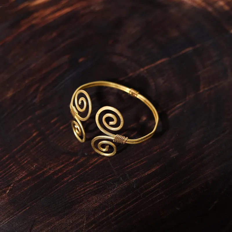 Yellow - Brass Metal Handcrafted Bracelet (Adjustable) 62 made by Itokri