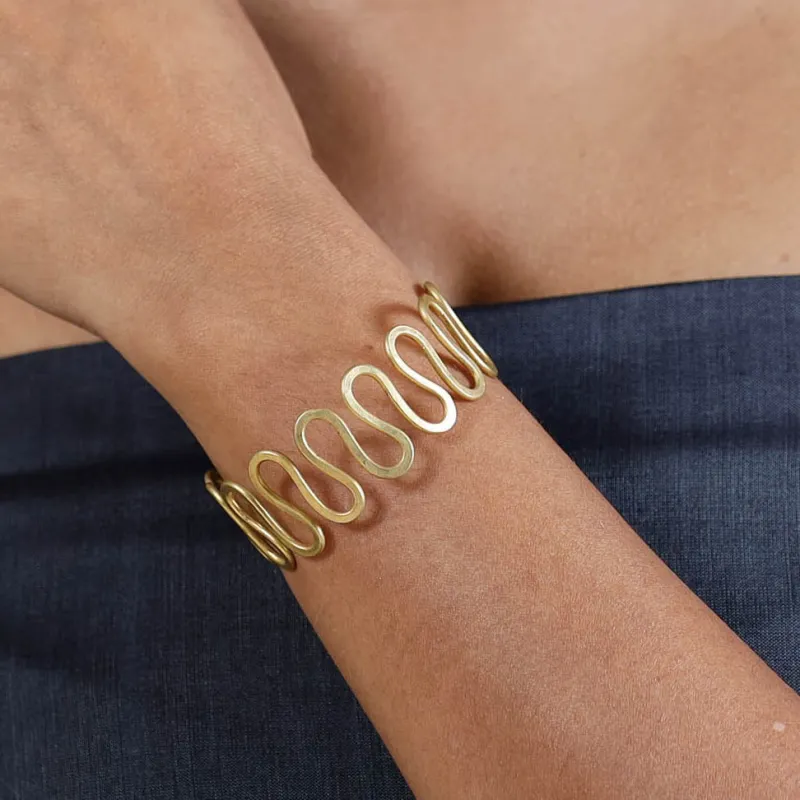 Yellow - Brass Metal Handcrafted Bracelet (Adjustable) 60 made by Itokri