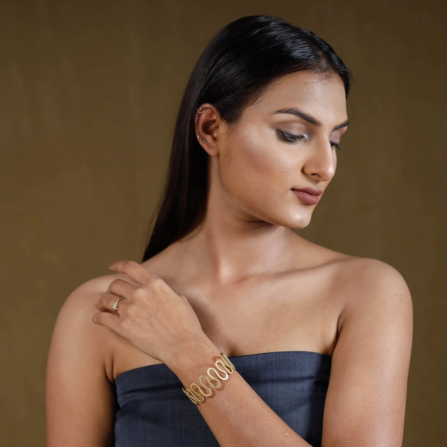 Yellow - Brass Metal Handcrafted Bracelet (Adjustable) 60 sold by Itokri product image thumbnail 2