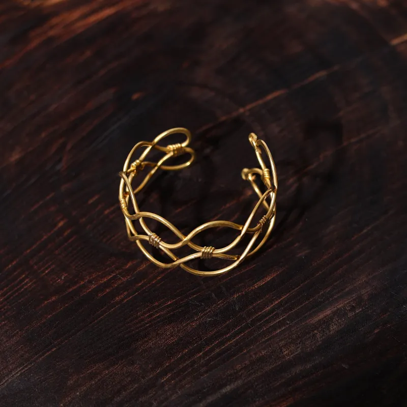 Yellow - Brass Metal Handcrafted Bracelet (Adjustable) 58 made by Itokri