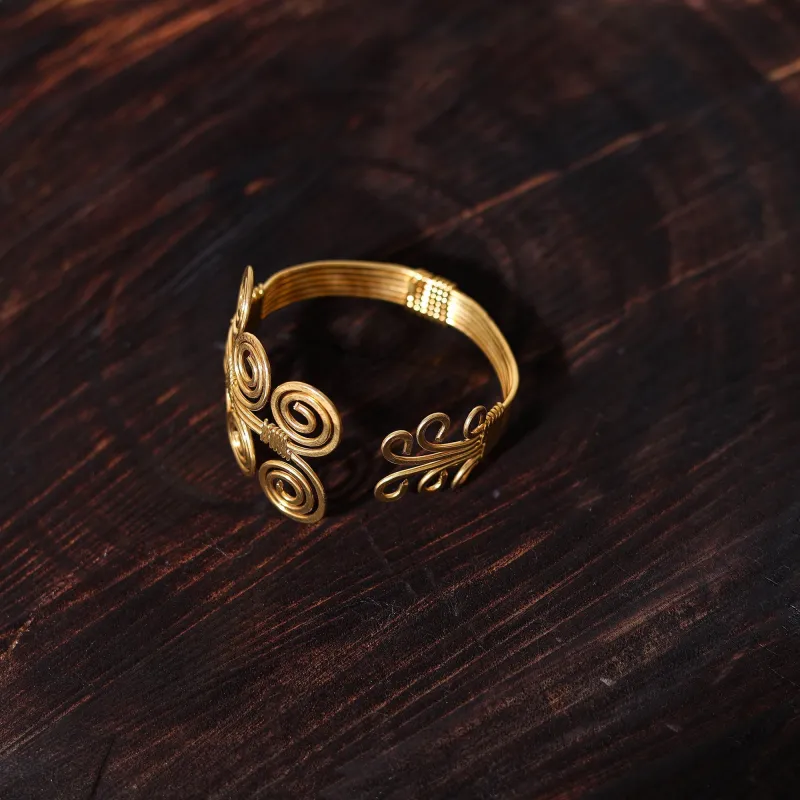 Yellow - Brass Metal Handcrafted Cuff Bracelet (Adjustable) 54 made by Itokri