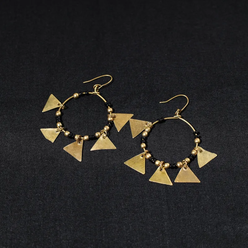 Yellow - Brass Metal Handcrafted Earrings 21 made by Itokri