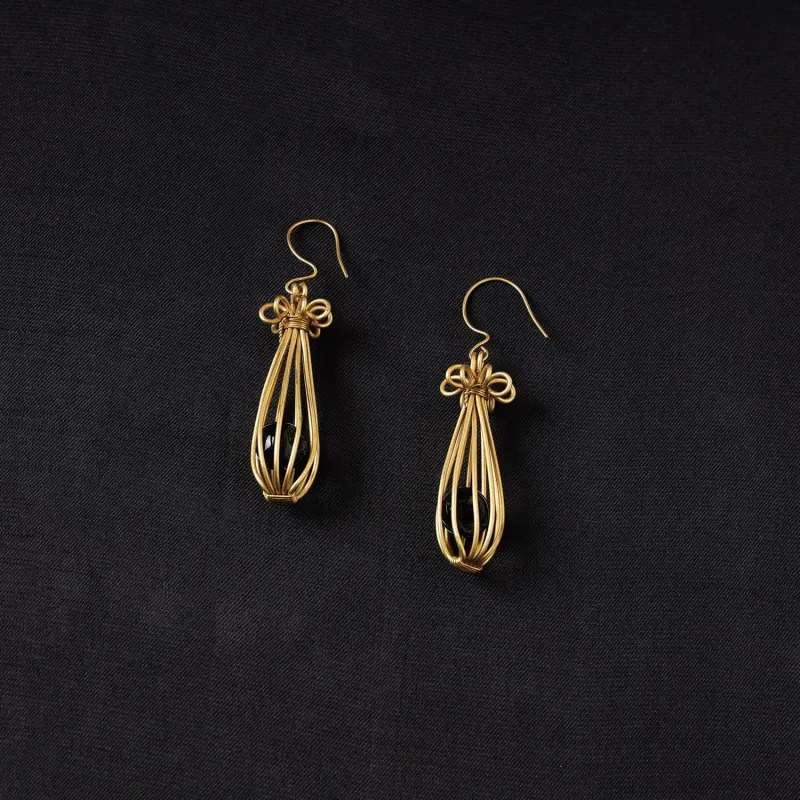 Yellow - Brass Metal Handcrafted Earrings 17 made by Itokri