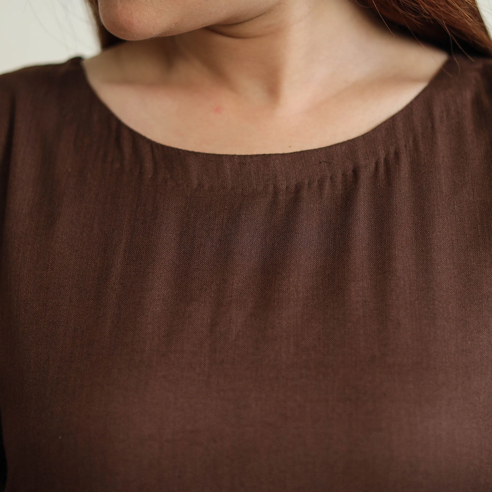 Dark Brown - Linen Viscose Plain Long Straight Kurta 44 sold by Itokri product image thumbnail 5