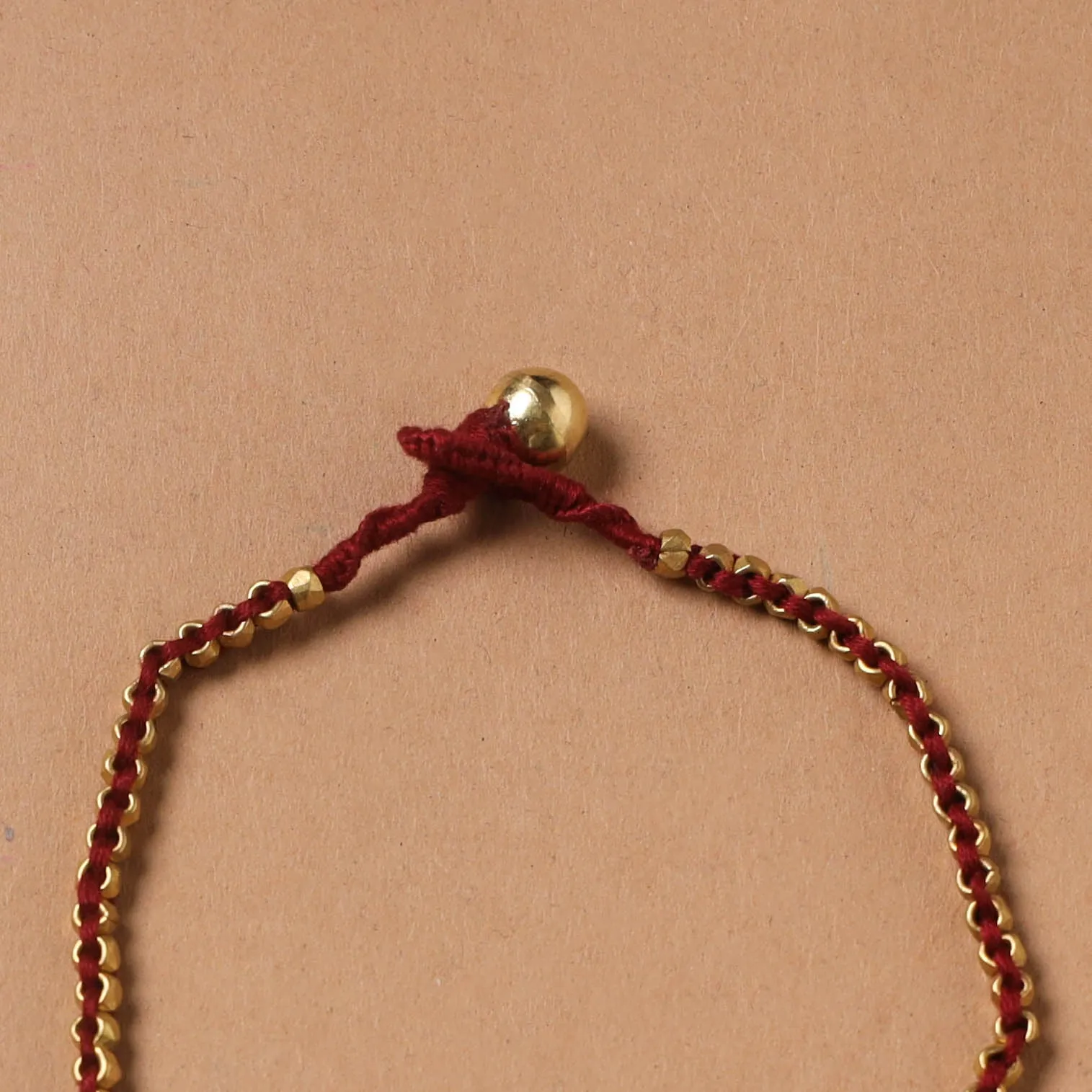 Maroon - Handcrafted Odisha Dokra Beads Threadwork Tribal Anklet 22 sold by Itokri product image thumbnail 2