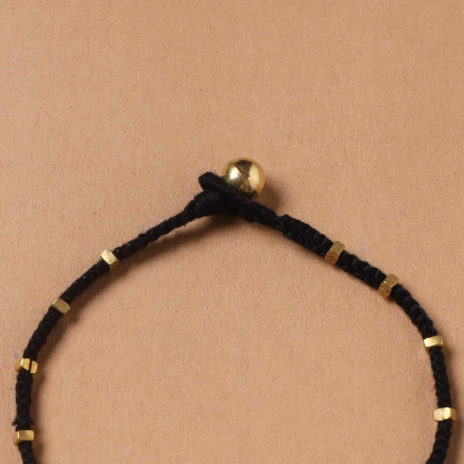 Black - Handcrafted Odisha Dokra Beads Threadwork Tribal Anklet 20 sold by Itokri product image thumbnail 2