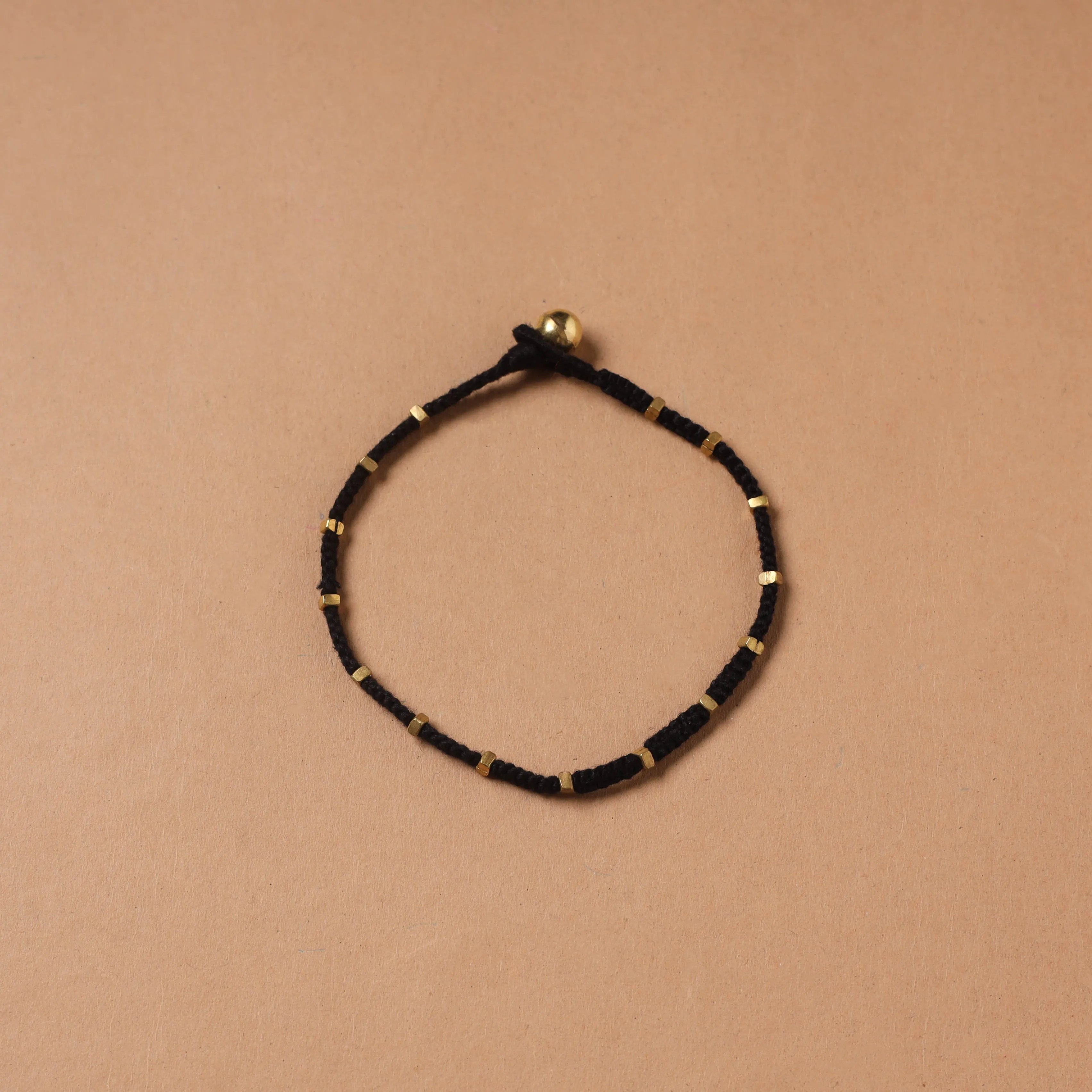 Black - Handcrafted Odisha Dokra Beads Threadwork Tribal Anklet 20 sold by Itokri