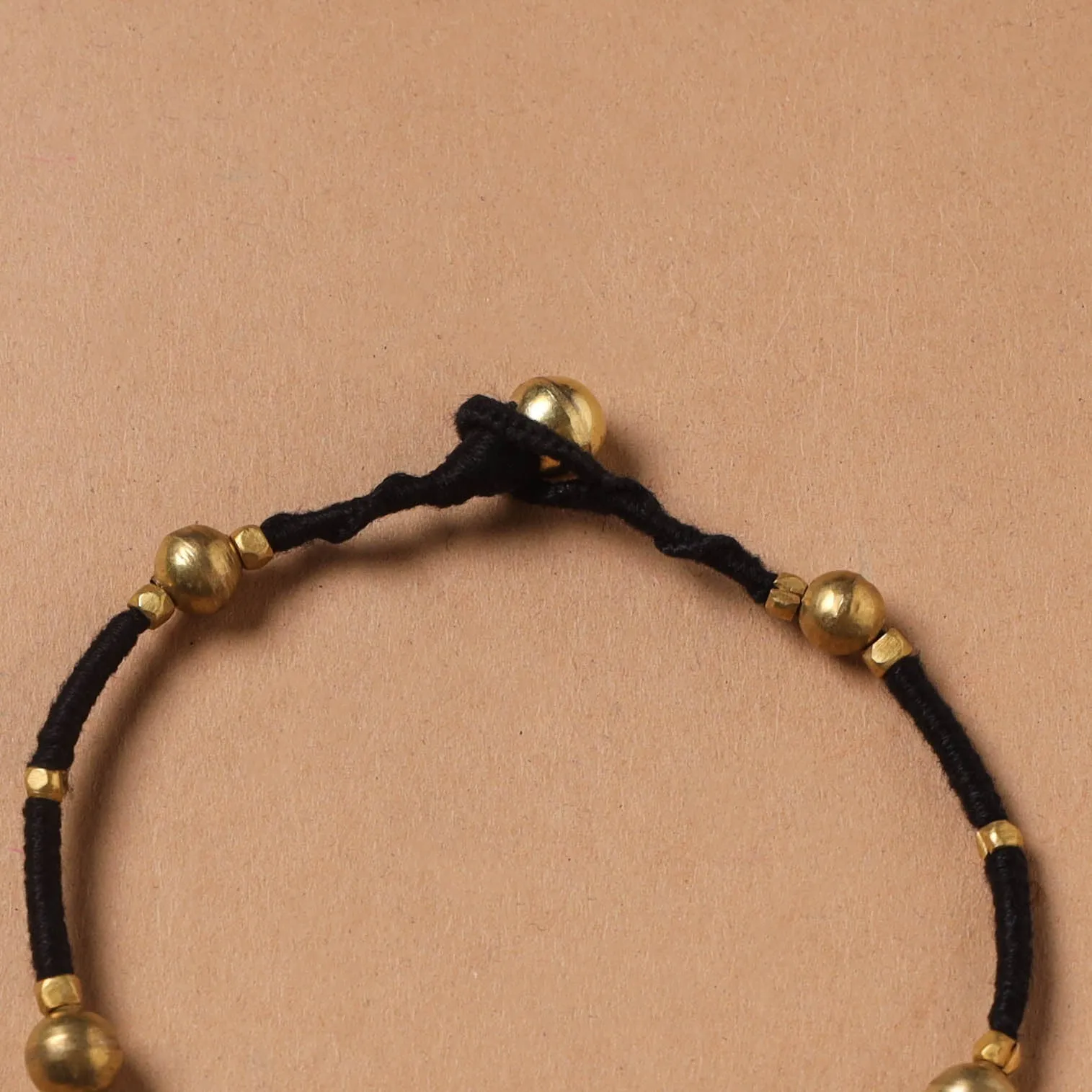 Black - Handcrafted Odisha Dokra Beads Threadwork Tribal Anklet 18 sold by Itokri product image thumbnail 2